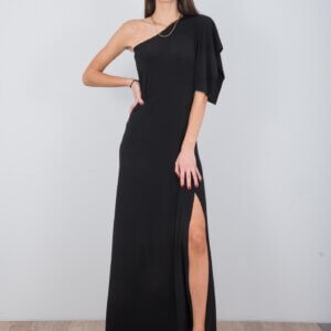 φόρεμα με έναν ώμο σε μαύρο χρώμα